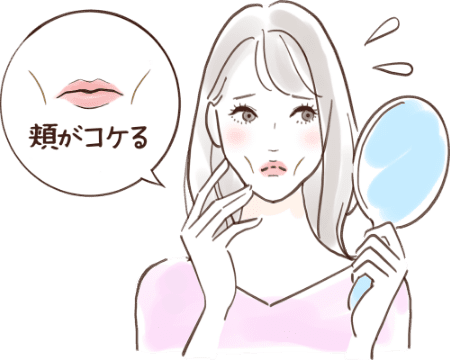 頬がコケる